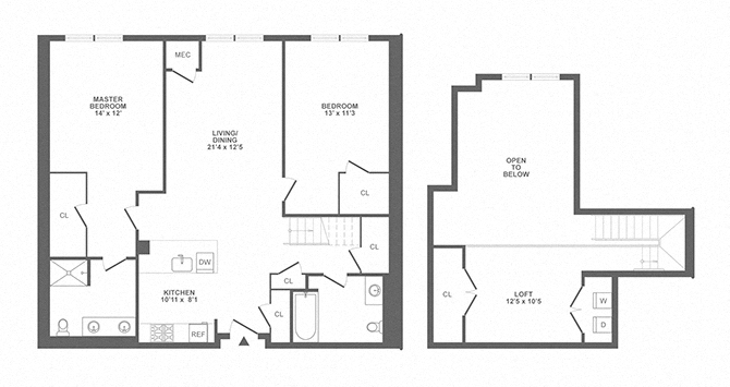 Floor plan for 2 beds, 2 baths, 1486 sqft